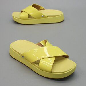 UGG Ladies 8 Emily Margarita Yellow Patent Leather Slides Sandals Shoes -1107896